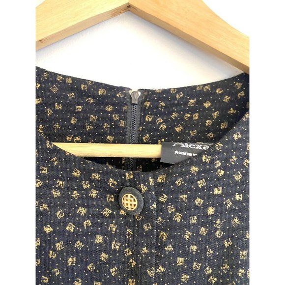 80s VINTAGE TORI ALEXANDER DRESSS BLACK SIZE 10 Button Down Short Sleeve MIDI - Picture 4 of 9